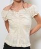 GENERALIDEA Cap Sleeve Shirred Puff Blouse [Cream] / Gf2Lbl516