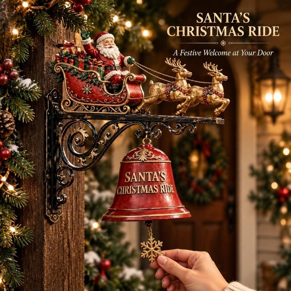Power-Free Santa Claus Wall Bell Reindeer 3D Wall-mounted Bell Christmas Door Bell Entryway Decor