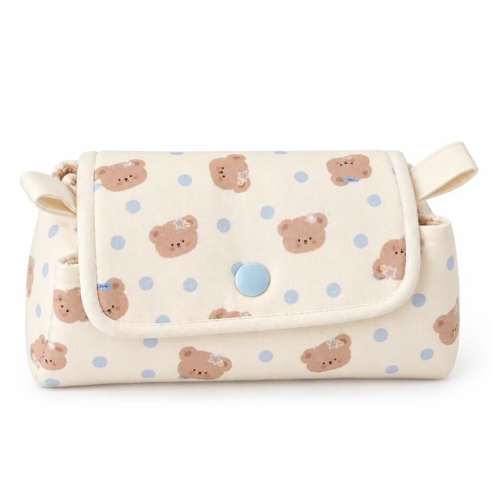 Bear Printed Pencil Pouch Multi-Layer Pencil Case Stationery Bag School Supplies