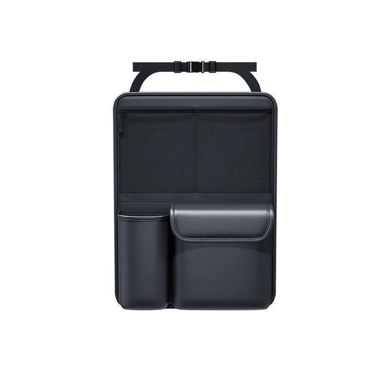 Premium Leather Car Seat Back Storage Bag, Adjustable Strap Multi-Pocket Organizer for Auto Interior