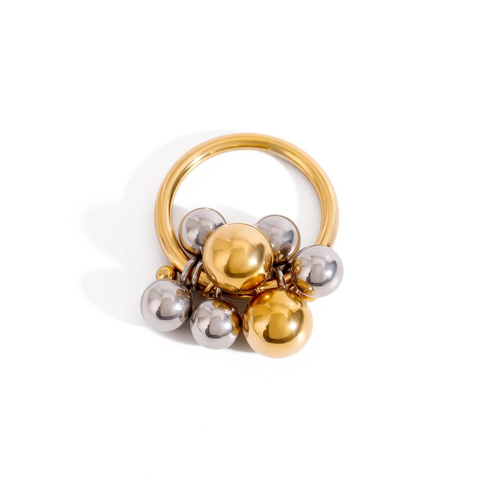 Youthway Unique Statement Gold Plated Stainless Steel Gold& Color Circle Beads Ring Waterproof Anti Allergic Jewelry Gift