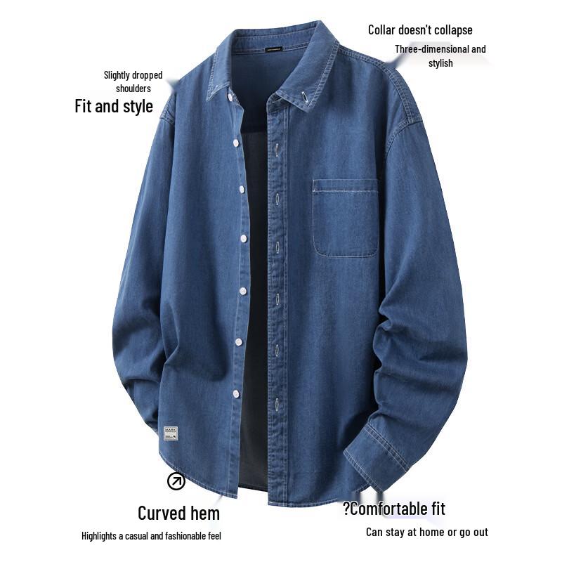 Mark Fairwhale Men's Pure Cotton Blue Denim Long Sleeve Shirt