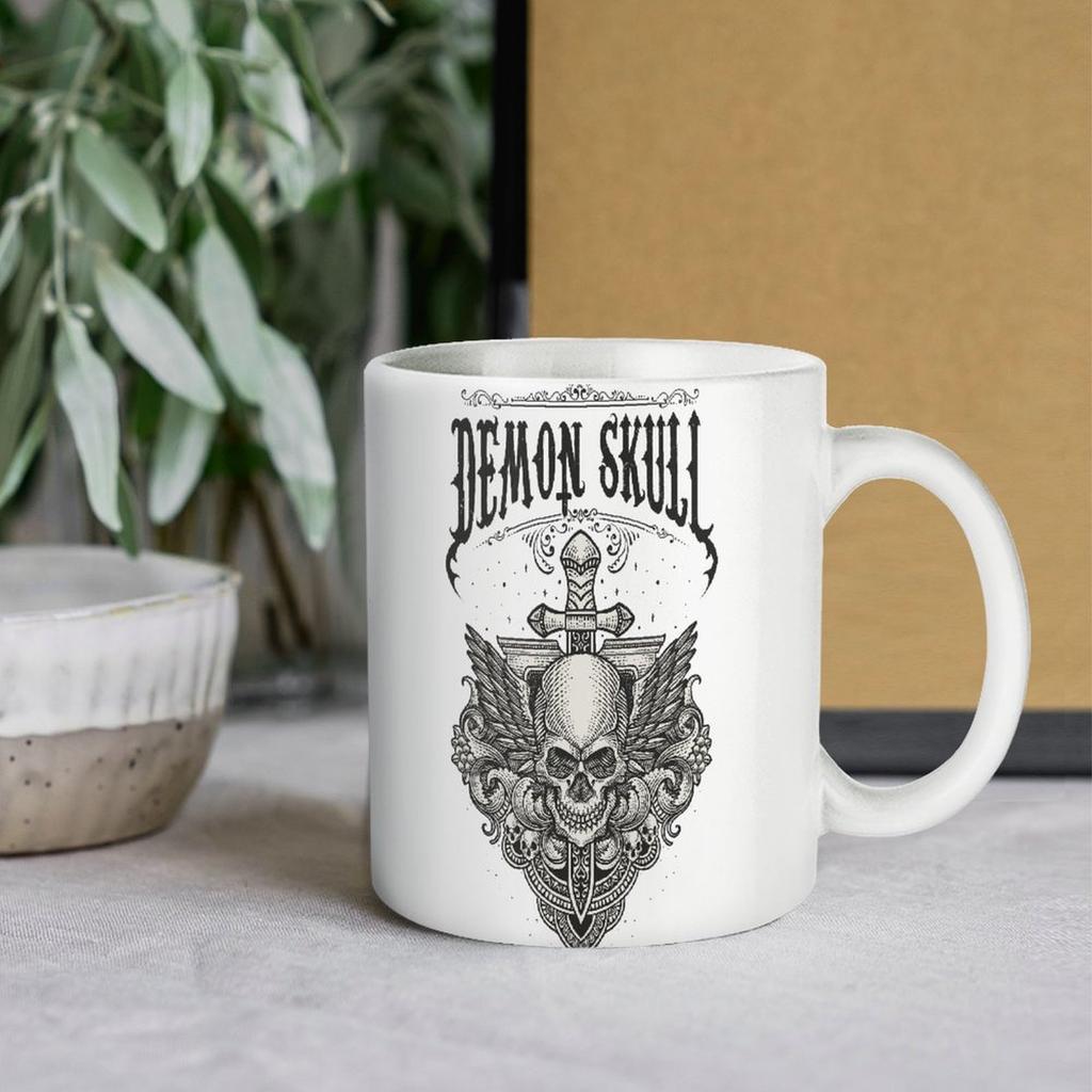 11oz Weiße Keramiktasse mit beidseitigem Druck, glänzender Oberfläche und komfortablem Griff für Zuhause, Küche und Büro