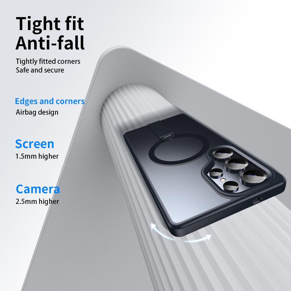 KEYSION 360 Hidden Metal Stand Magnetic Case for Magsafe for Samsung Galaxy S24 S25 Ultra S24+ S25+ Matte Shockproof Phone Cover