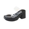 High-heeled slippers for women's summer outer wear 2025 new transparent one-word sandals waterproof table thick-soled thick-heeled cool slippers