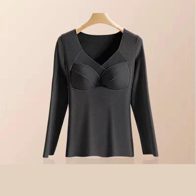 

De Velvet Термобелье с подушкой для груди Осенняя одежда Цельная нижняя одежда плюс флисовая теплая одежда с длинными рукавами с подогревом