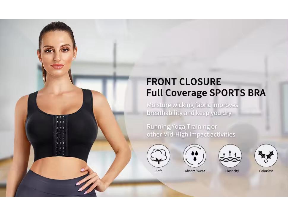 High-End Adjustable Front Closure Comfort Bra: Enhances Shape with Adjustable Support