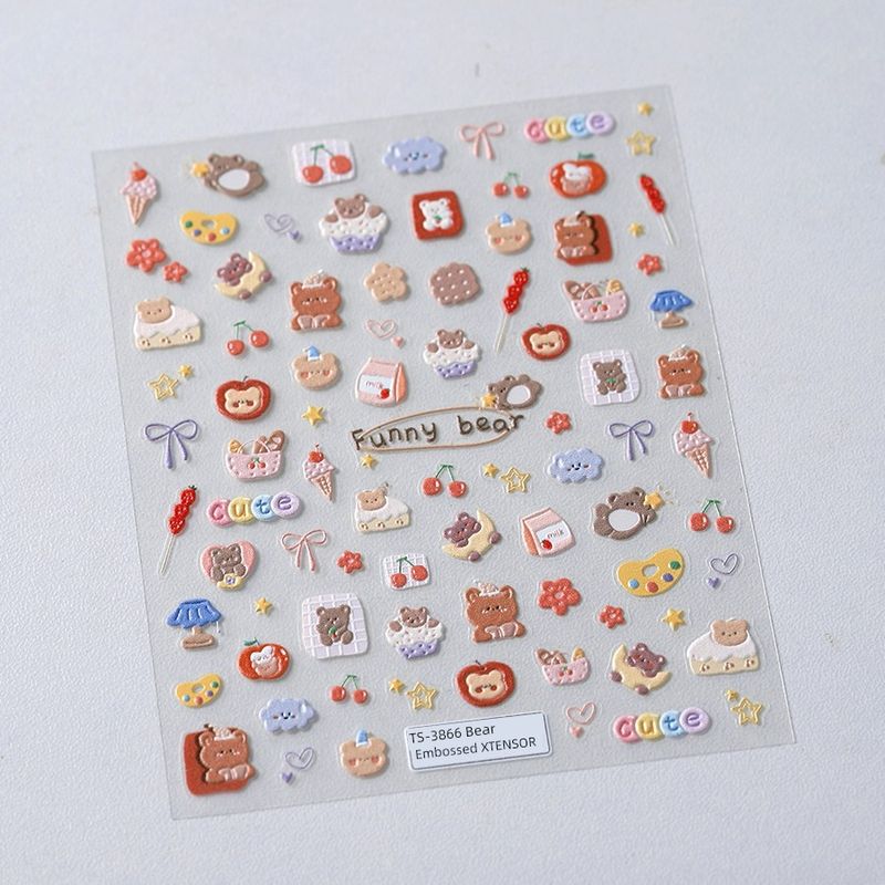 

Qiji Adorable Dessert Bear Three-Dimensional Relief Nail Sticker Waterproof Nail Sticker Decorative Decals Ornament 3866 TS-3866 (stereo)