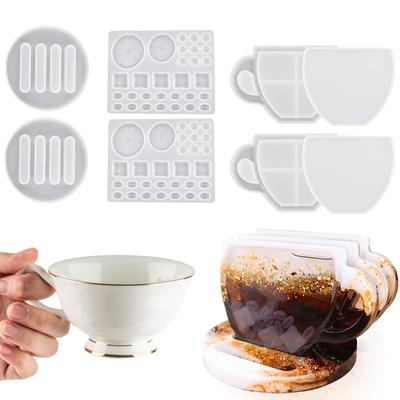 8 stk Kaffekop Formet Silikone Drikkedunk Harpiks Forme Sæt Med Citron Kaffebønner Forme Harpiks Kunst Gave