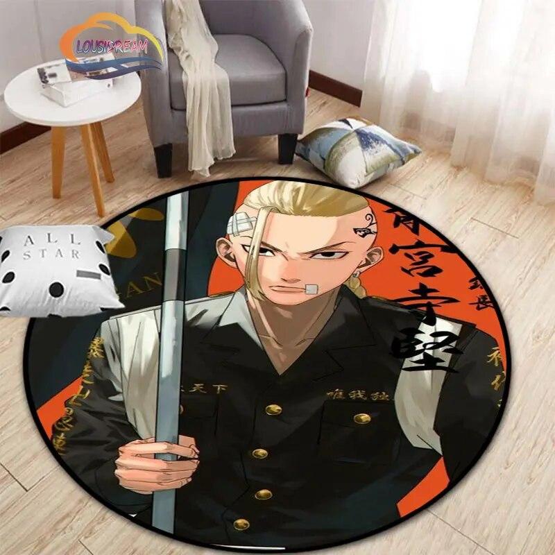 Anime Tokyo Revengers Kulatý koberec kreslený prostor Koberec do obývacího pokoje Kuchyně Jídelna Dětské koberce Podložka na jógu
