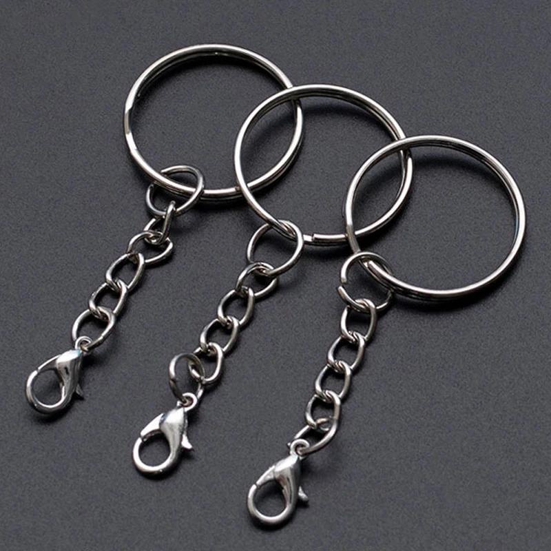 

10/50PCS Lobster Clasp Key Ring Round Split Keychain Clasps Connector Hook For DIY Jewelry Making Finding Key Chain Accessor 10PCS срібний