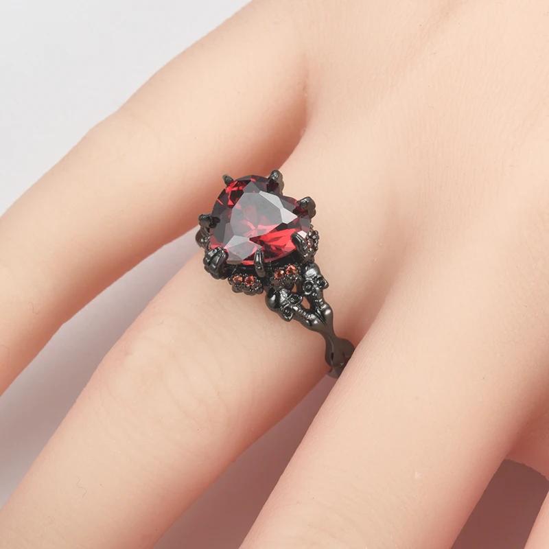 Gothic Skull Rings Engagement Black Rings for Women Accessories Halloween Gifts Jewelry