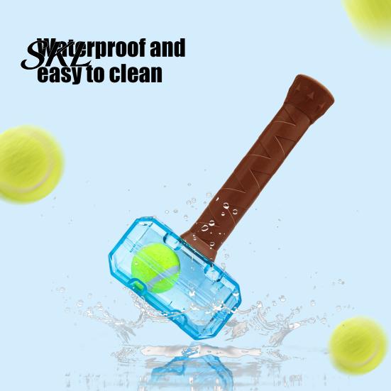 Strong Rubber Toys for Heavy Chewers Squeaky Hammer Dog Toy, Tennis Ball In Bottle Interactive Aggressive Chew Fetch Toy TPR Puppy Teething