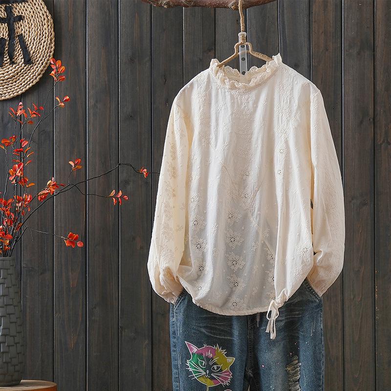 

Spring 2026 Jacquard Lace Top: New Princess-Style Elastic Hem Pullover with Sun Protection M абрикосовый