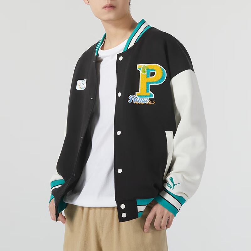 Puma Color Block Letter Pattern Casual Single-Breasted Long Sleeve Jacket Unisex Jackets Black 625797-01