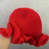 Korean Version Solid Color Cute Hat Autumn And Winter Hat Lace Up Woolen Hat Ruffle Edge Casual Knitted Fisherman Hat