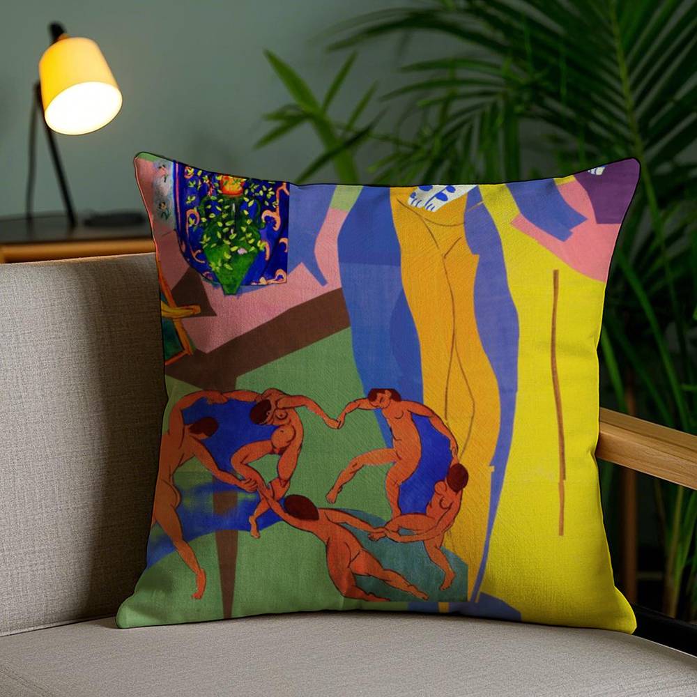 H-Henri M-Matisse Painting Pillow Case Home Dorm Chair Back Short Plush Double-sided Printing Office Nap Time Cushion Cover