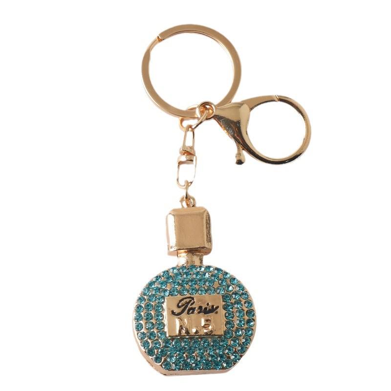 Exquisite Rhinestone-Inlaid Perfume Bottle Pendant Necklace & Car Keychain