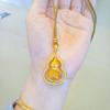 Vietnamese Gold Rhinestone Gourd Pendant Necklace: Rotatable Fu Lu Amulet with Elegant Chinese Design