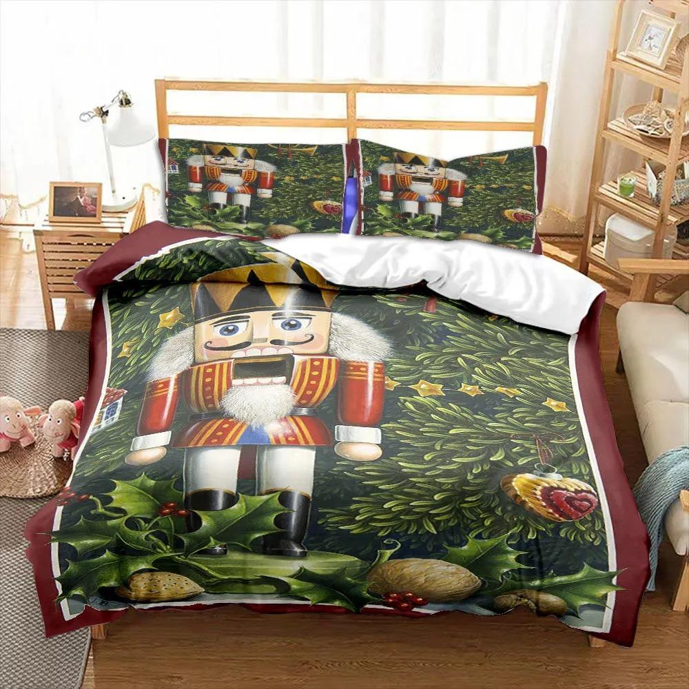 Nutcracker Cartoon Duvet Cover Merry Christmas Gift Boys Bedroom Decoration Women Men Cartoon Royal Guarder Queen King Size