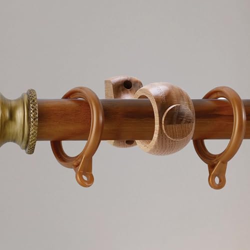 HEVSTIL Natural Wood Curtain Rod Brackets, 2-Pack – Heavy-Duty Wooden Curtain Rod Holders for 1.4" (1-2/5") Poles | Decorative Wooden Curtain Support