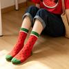 1 Pair Unisex Watermelon Style Socks, Fruit Pattern, Summer Versatile Style, Suitable As a Gift, Comfortable And Breathable