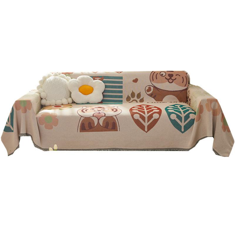 American Country Sofa Cover Cover Single Double Three-Seat Sofa Cushion Blanket Towel Cartoon Cartoon Sofa Full Cover Cloth Cotton Blanket