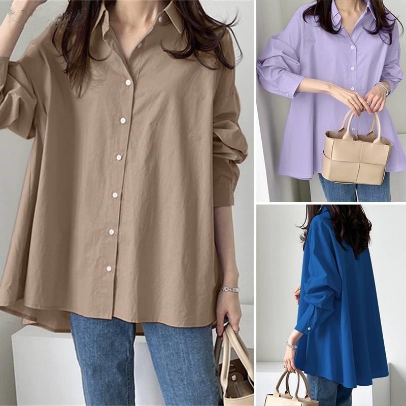 Spring Autumn Work OL Elegant Shirts Women's Collar Long Sleeve Shirt Women's Casual Elegant Solid Color Blouses
