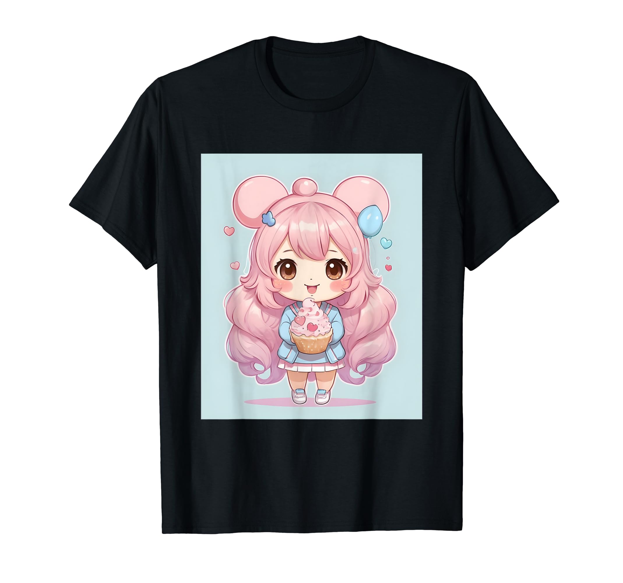 

things printed Kawaii, pastel, cute, millet, Japanese, T-shirt чорний