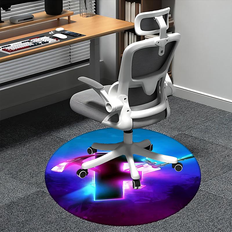 

Neon Sign,Gaming Logo Chair mat Round Rug-Office carpet, Machine Washable, Non-slip, Suitable for Living Rooms, Bedrooms, Entryways, and Hol 80cm by 80cm
