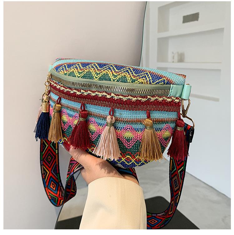 Ethnic Lace Women's Tassel Chest Bag - 2026 Summer Single Shoulder Fashion Bag