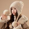 Fashion plush thread ear protection warm hat women's winter cold-proof ski cotton hat outdoor cycling knitted hairball hat