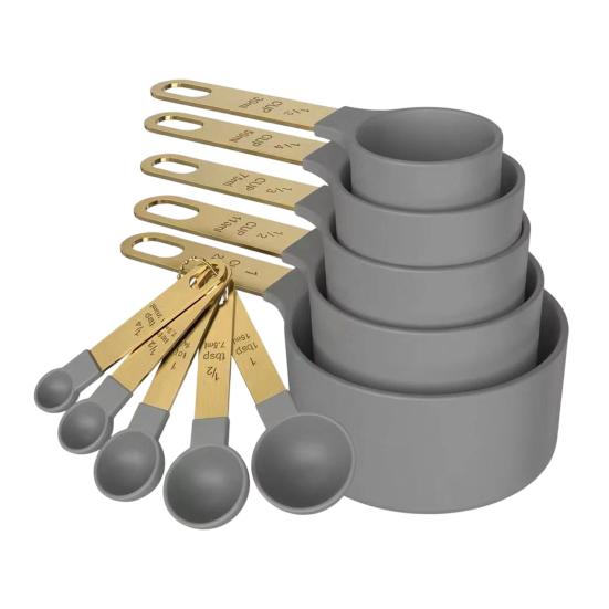 10Pcs Measuring Cups And Spoons Set, Stainless Steel Measuring Cups for Dry Liquid Ingredients, Nesting Baking Tools, Kitchen Gadgets