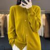 Autumn Women's Loose Fit Long Sleeve Pure Wool Cardigan Sweater