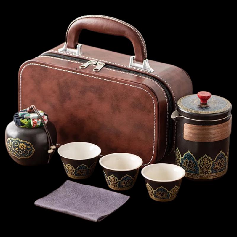 Portable Kung Fu Tea Set with Leather Case