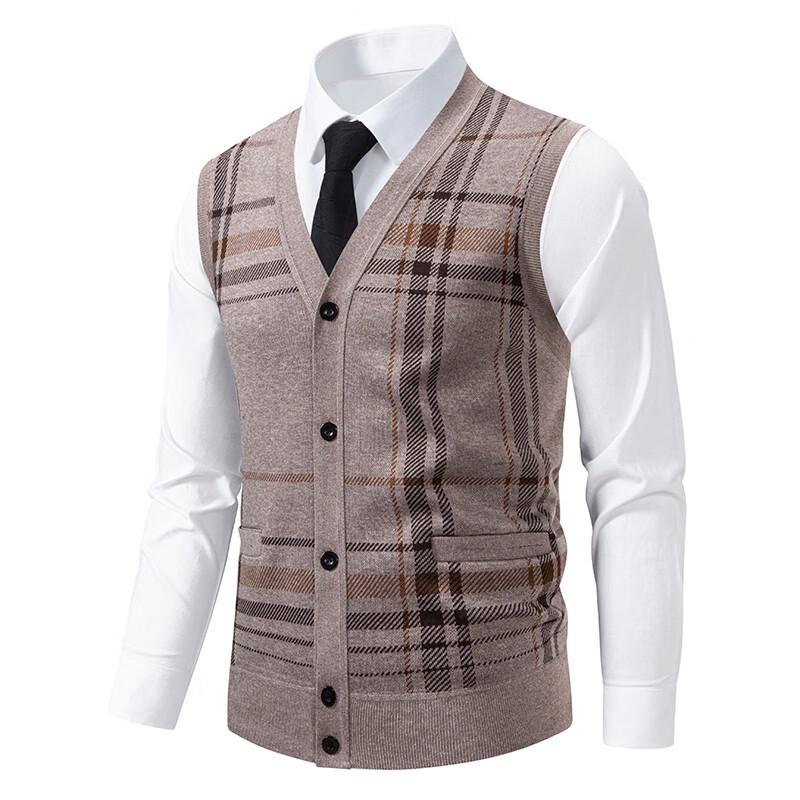 TUCANO Men's Plus Velvet Knitted V-Neck Cardigan Vest