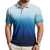 Men Loose Fit Casual Gradient Print Short Sleeve T Shirt with Turn Down Collar Comfortable Soft Fabric Stylish Design