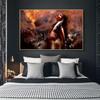 Afrikanisches Mädchen mit Wolf Ölgemälde auf Leinwand Cuadros Poster und Drucke skandinavisches Wandkunstbild Heimdekoration