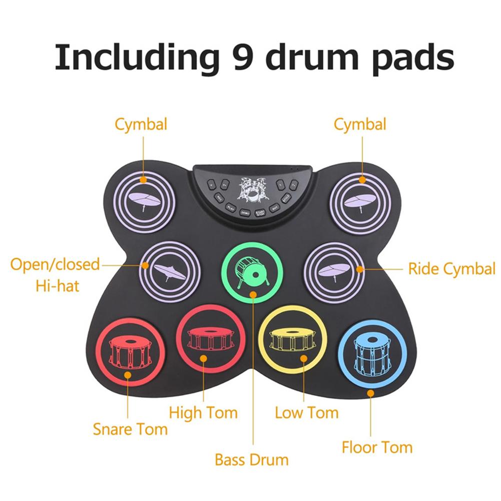 Roll Drum Pedal Controller Roll Up Drum Practice Pad USB with Drum Sticks Touch Sensitivity Great Holiday Birthday Gift for Kids