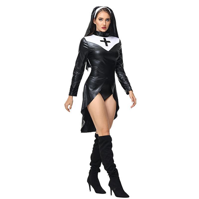 2023 New Halloween Nun Role Play Costume Sexy Nurse Cosplay Stage Performance Outfit Polyester Fabric