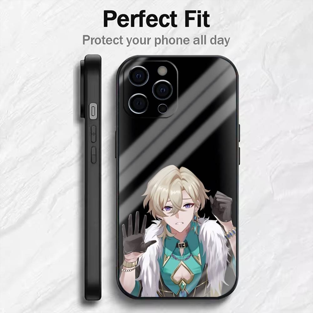 

Gambler Boss A-Aventurine S-Star-Rail Phone Case For iPhone17,16,15,14,13,12 Plus,Max Soft Silicone Black Cover iPhone14Plus