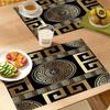 1/4/6/8pcs Placemats Light Luxury Black Golden Table Mats Greece Geometric Printed Rectangle Waterproof Table Pad Room Decor