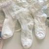 6 Pairs Woman Socks Solid Black White Lolita Lacework Ruffle Socks Summer Thin Japanese Style Kawaii Sweet Girls Short Socks