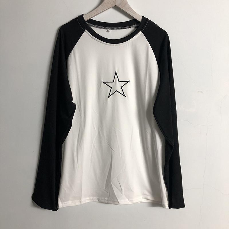 T-shirt Casual da Donna Ricamata con Stelle in Misto Viscosa Poliestere Primavera