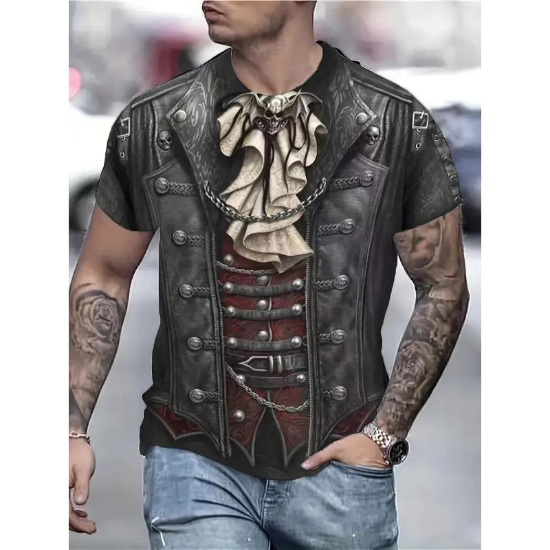 

Fake Vest Jacket Pattern Print T Shirts for Men 3D Novelty Summer Hip Hop Trend Top Fashion Oversized Cool Street Men s Tshirt 6xl