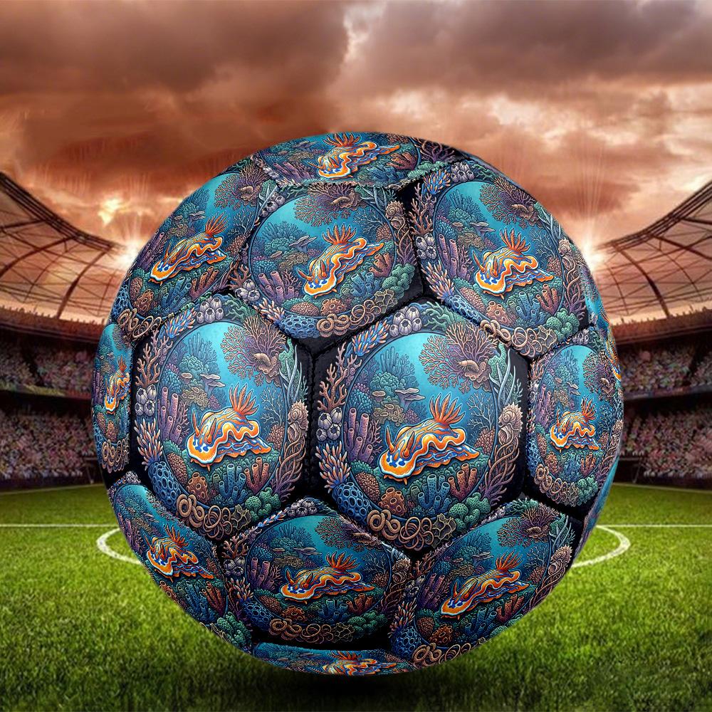 Oceanic Coral Life Round Football Size 5 Adult Ball Suitable for Training Matches and Outdoor Team.
