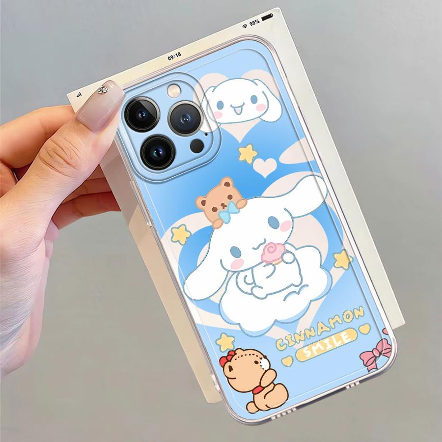 Tecknad Hello Kitty Cinnamoroll Fodral för iPhone 17 Pro Max 12 Mini XS Max 13 Pro 14 Plus 11 XR 7 8 Air 16 15 Mjukt Mobilskydd