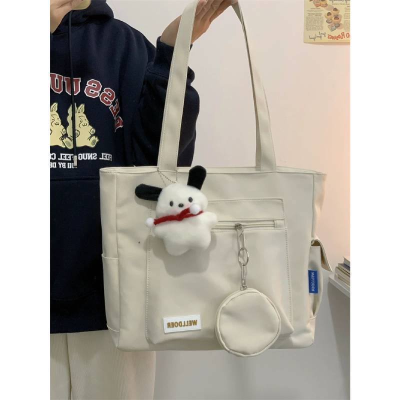 Borsa a Tote in Nylon da Donna con Grande Capacità e Chiusura a Zip per Uso Quotidiano