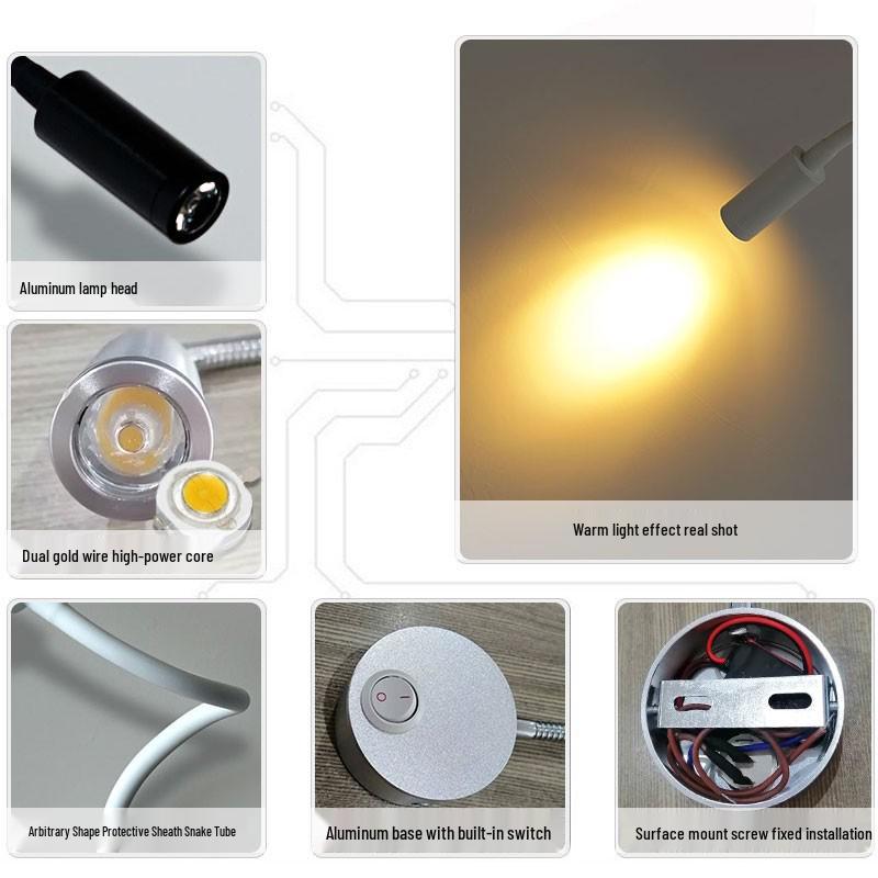 Flexible LED Spotlight: 1W/3W Wall Lamp for Clothing Store, Entrance, Painting, or Bedside Use