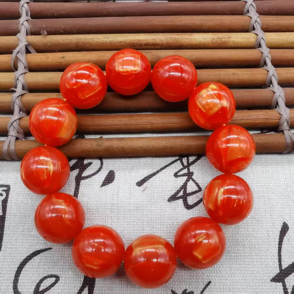 Dragon Tree Blood Sediment Bead Bracelet: Buddhist Beads, Gold Thread, Red Willow - Unisex Cultural Accessory